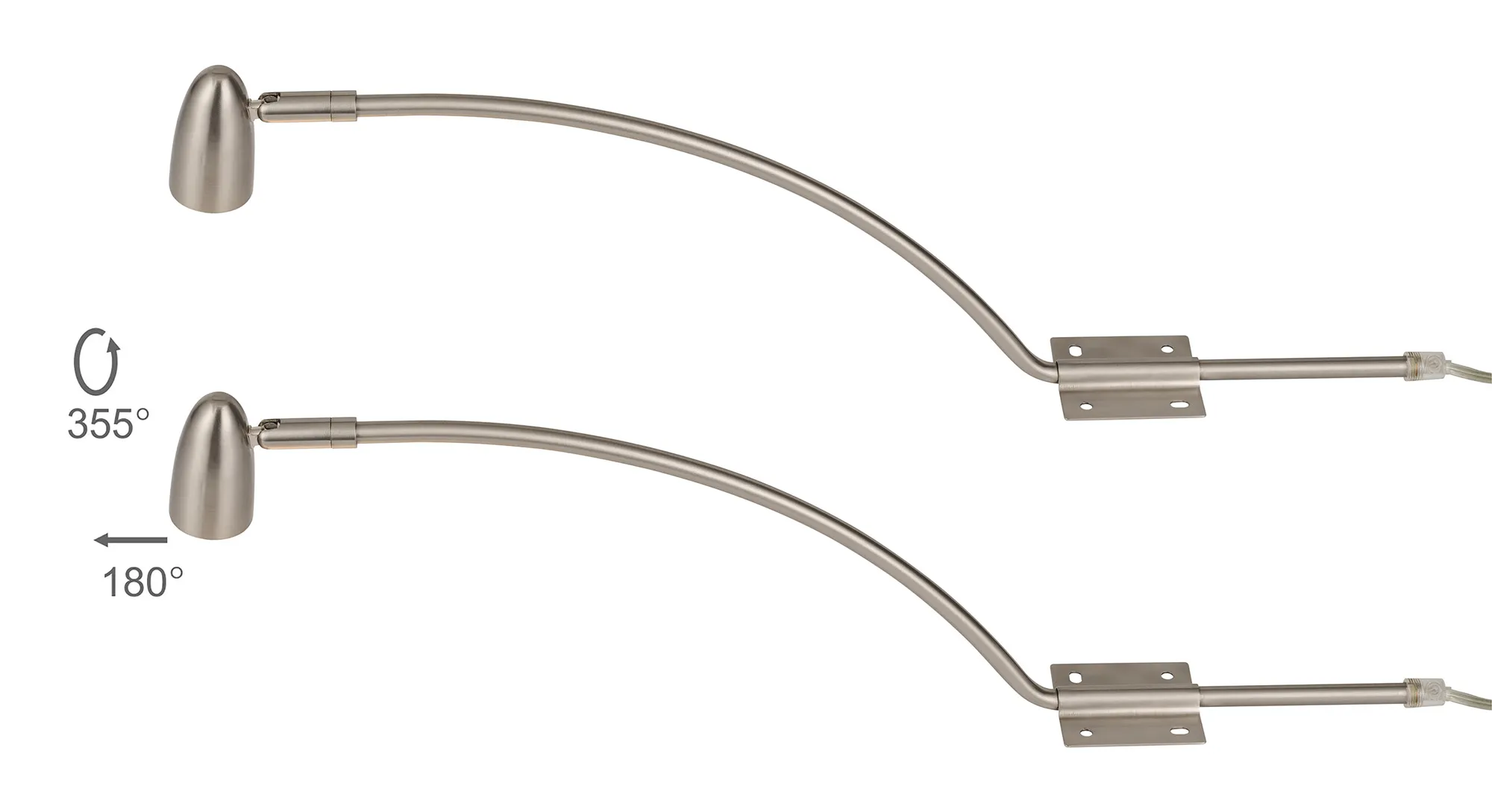 D1045SN  Lex (Set Of 2) Type A Over Cabinet 1 Light GU10 With Adjustable Head And 2m Cable (No Plug) Satin Nickel